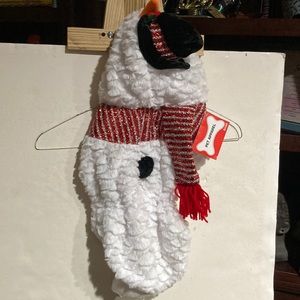 🐸NWT DOG Hooded Outfit/ SNOWMAN COSTUME, Adjustable; Size Small